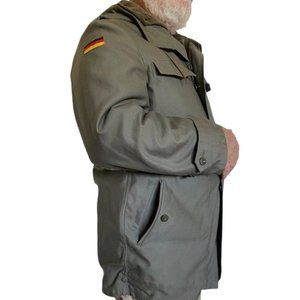 Vintage Khaki Military Field Coat Authentic German Hooded Lined Heavyweight